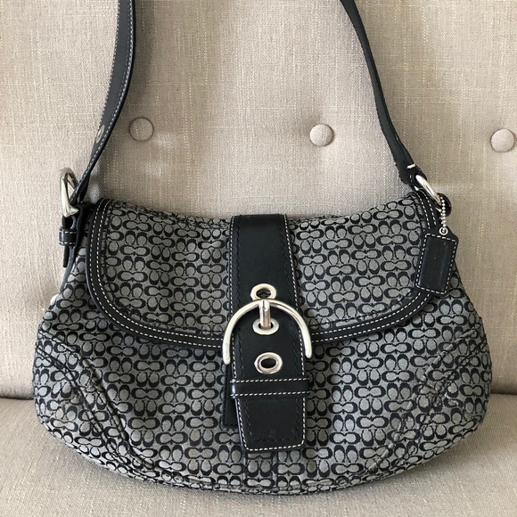 Coach Handbags - Black Coach Logo Shoulder Bag